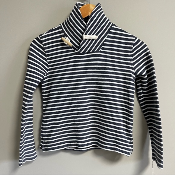 Crewcuts Nautical Striped Navy Cream Cotton High Neck Sweater Size 10 - Picture 2 of 6
